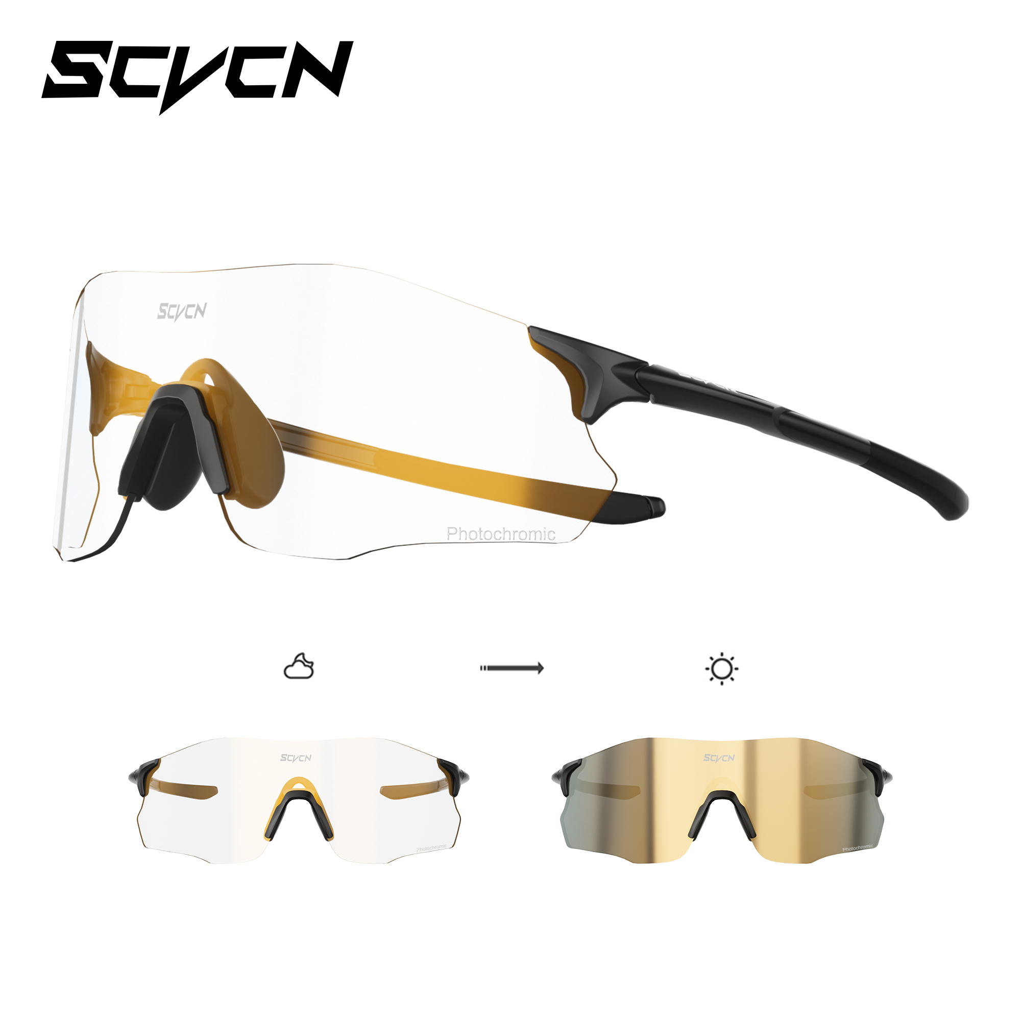 Mountain Biking Sport - SCVCN Photochrome Randlose Sonnenbrille für Mann
