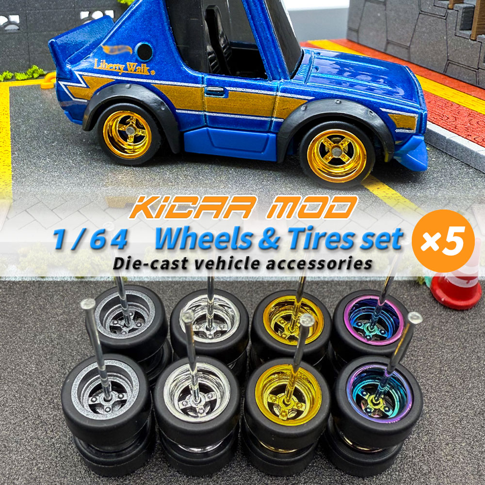 Tire Insert Foam - 1/64 Modell Abnehmbare Räder Gummi-Slick-Reifen ABS-Räder