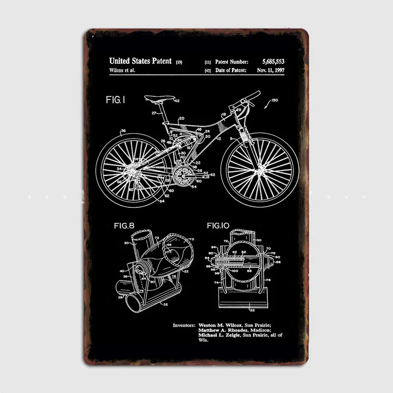 Mountain Biking Europe - Mountainbike-Patent-Erfinder Weißes Retro-Poster Metallschild Garage Club